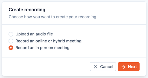 Example of recording an in person meeting