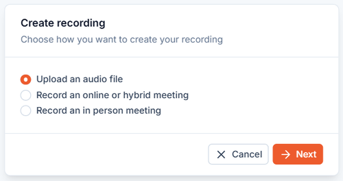 Example of uploading a recording file