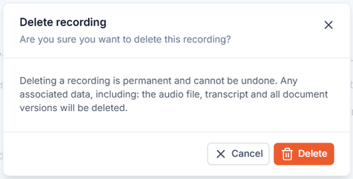Example of deleting a recording