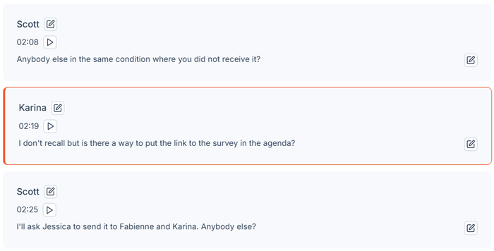 Example of highlighted active segment in transcript