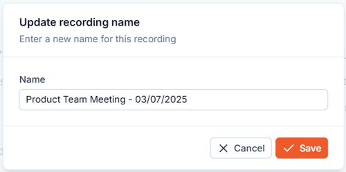 Example of renaming a recording